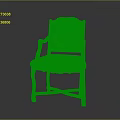 Classical Wooden Chair With Carved Armrests Legs And Geometric Pattern Upholstered Seat Backrest