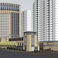 Modern Urban Commercial Complex with High Rise Buildings Retail Spaces and Public Plazas