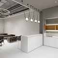 Modern Public Office Space Layout With Workstations Storage Units And Ceiling Lights 3d model