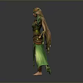 Plant Themed Female Character With Green Leaf Crown And Vine Decorated Outfit