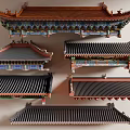 Ancient Chinese Architecture Showcasing Various Traditional Roof Styles With Ornate Carvings And Decorations