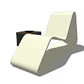 Modern White Outdoor Chair With Matching Dark Frame Side Table And Wooden Top