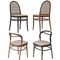 Modern Leisure Chairs with Wicker Backrest Wooden Frame and Upholstered Seats in Multiple Colors
