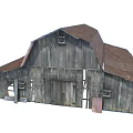 Old Wooden Barn with Rustic Weathered Roof and Aged Wood Siding Details