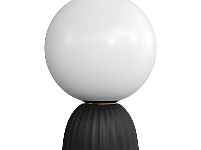 Modern Table Lamp With White Spherical Lampshade And Black Pleated Base 3d model