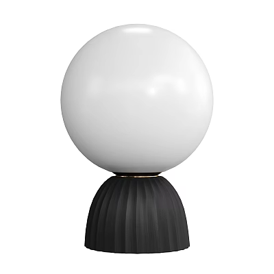 Modern Table Lamp With White Spherical Lampshade And Black Pleated Base 3d model