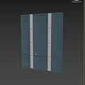 Stylish Blue Double Door With Decorative Lines And Classic Panel Details 3d model
