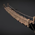 Rustic Wooden Rope Bridge Design With Planks Ropes And Support Posts 3d model