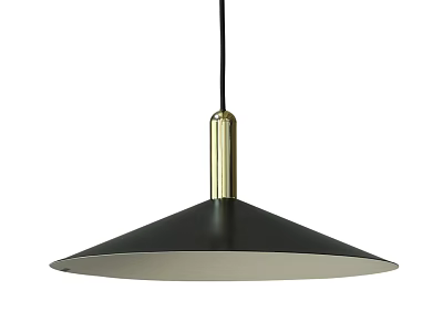 Sleek Modern Pendant Light with Black Shade and Gold Metal Detail 3d model