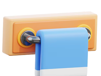 Wall Mounted Decorative Ornament Set Orange Base Yellow Circles Silver Rod And Blue White Towel 3d model