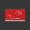 Open Red Cosmetic Gift Box With Lip Shaped Holders And Arranged Lipstick Tubes