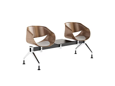 Modern Leisure Chairs With Wooden Backrest Metal Frame Black Base And White Cushion Design 3d model
