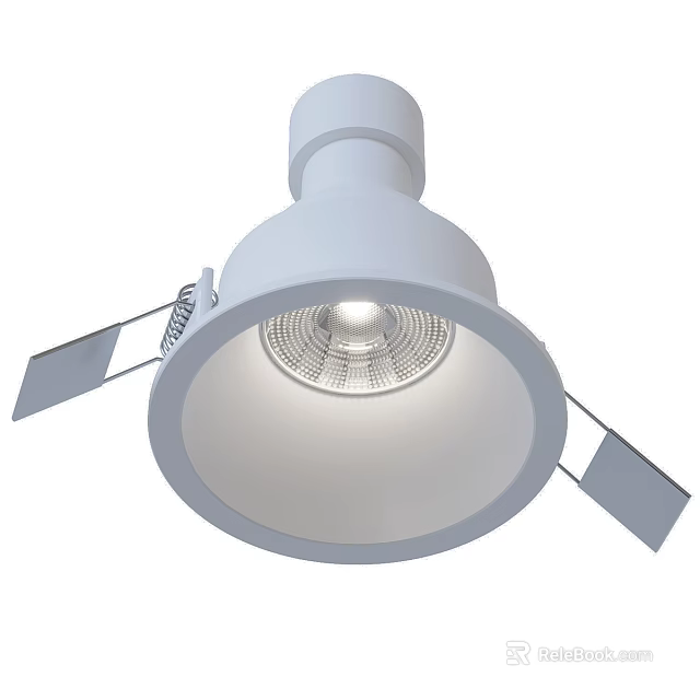 Modern White Downlight Spotlight With Sleek Design And Recessed Mounting Brackets 3d model