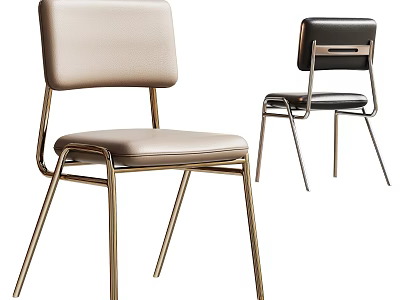 Modern Upholstered Dining Chairs With Beige And Black Seats And Metal Frames 3d model