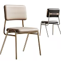 Modern Upholstered Dining Chairs With Beige And Black Seats And Metal Frames