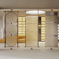 Modern Decorative Room Dividers With Circular Patterns And Textured Glass Panels 3d model