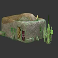 Traditional Adobe House Model With Tower Structure And Clay Pot