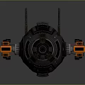 Futuristic Spherical Mechanical Device With Black Orange Design Antennas And Blue Displays