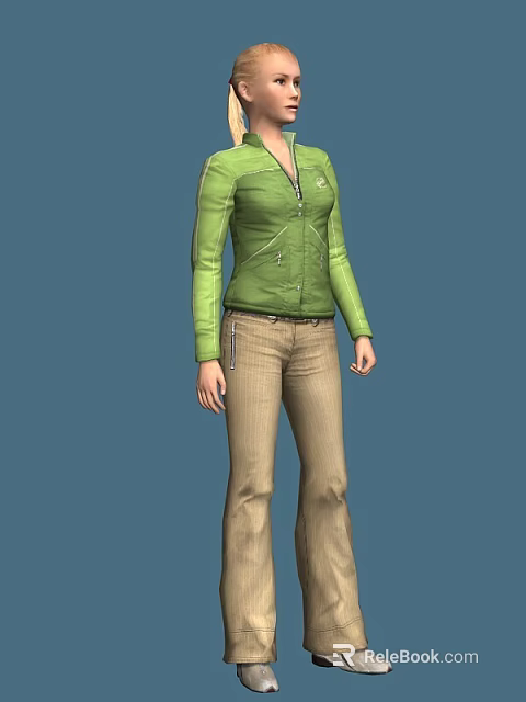 Game Movie Character 3D Model Wearing Green Jacket And Khaki Pants 3d model 
