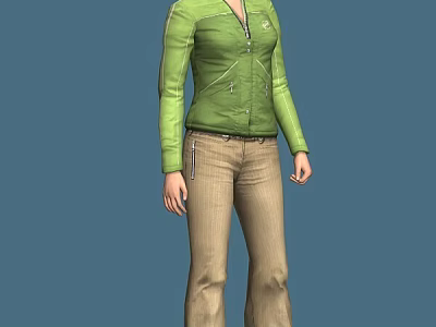 Game Movie Character 3D Model Wearing Green Jacket And Khaki Pants 3d model