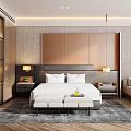 Modern Hotel Room Interior With King Bed Nightstands Table Lamps Area Rug And Sofa