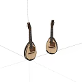 Two Traditional Handcrafted Wooden Lutes Showcasing Classic Design and Intricate Details