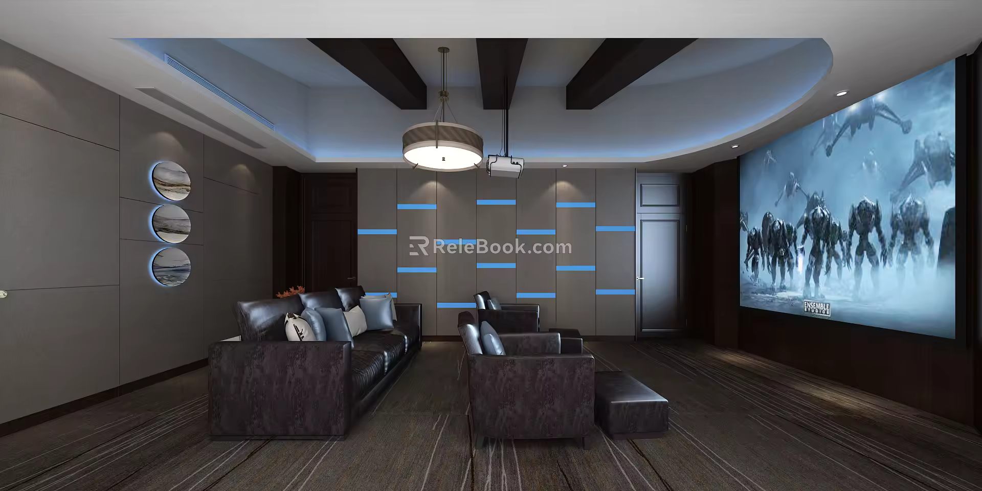 Modern AV Room Villa AV Room Dinner Plate Wall Decorative Projector 3d model