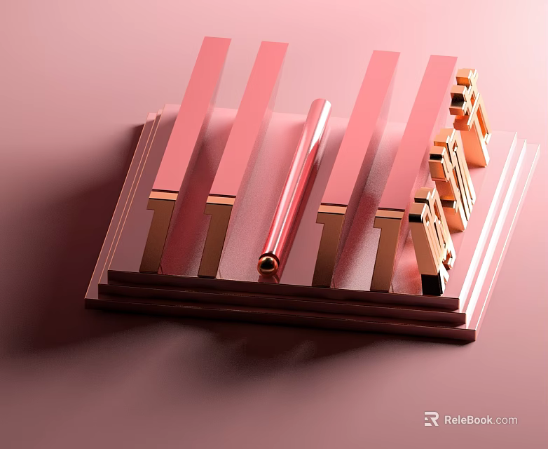 Modern Elegant Swing Door Design With Pink Panel And Gold Metal Frame 3d model 