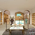 YAZAN Specialty Store Interior With Arched Entrance Display Shelves And Windows