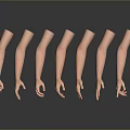 Multiple Arm Models With Different Hand Poses Arranged On Gradient Background With Reflections 3d model