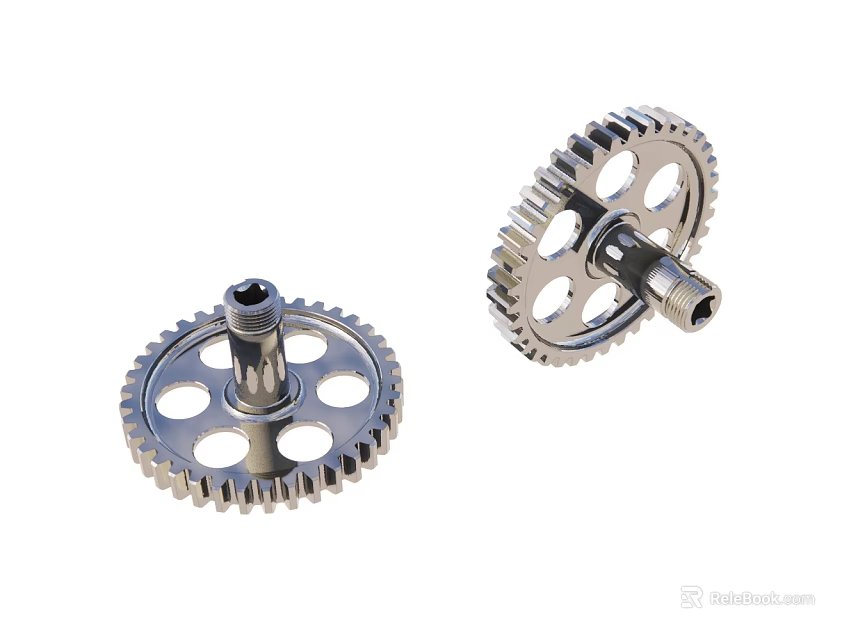 Metal Gears With Tooth Structure And Central Shaft For Mechanical Parts 3d model 