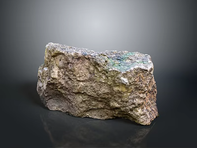 Natural Stone With Rough Surface And Green Brown Color For Decorative Use 3d model