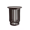 Dark Round Coffee Table With Vertical Slat Design And Wooden Structure 3d model