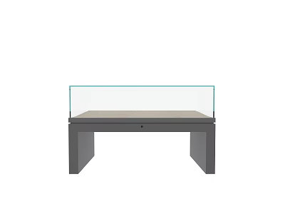 Modern Display Cabinet Shelf With Glass Cover Gray Body And Light Countertop 3d model