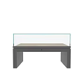 Modern Display Cabinet Shelf With Glass Cover Gray Body And Light Countertop