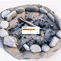 Garden Decorative Stone Fire Pit with Circular Stone Border Ash and Wooden Stick