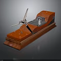 Character And Creature On Mechanical Propeller Model With Orange Base Structure