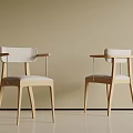 Minimalist Light Wood Desk With Two Comfortable Upholstered Armchairs For Warm Modern Home Study Space