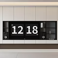 Modern TV Wall Unit With White Cabinets Black Open Shelves Wooden Base And Speakers
