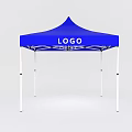 Sunshade Canopy In Blue With White Legs And Logo For Outdoor Use