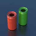 Stylish Household Trash Cans With Red And Green Cylindrical Design