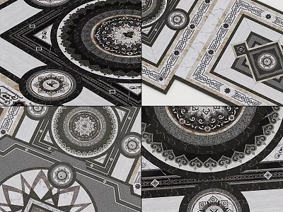 Geometric Decorative Components With Intricate Black White Patterns And Symmetrical Designs 3d model