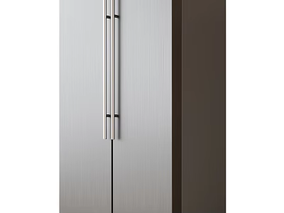 Modern Stainless Steel Refrigerator Freezer With Double Door Sleek Kitchen Design 3d model