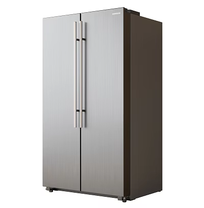 Modern Stainless Steel Refrigerator Freezer With Double Door Sleek Kitchen Design 3d model