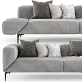 Modern Gray Sectional Sofa With Multiple Decorative Pillows And Tapered Black Legs 3d model
