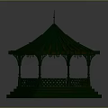 Traditional Green Octagonal Gazebo With Carved Railings Spire Top And Steps