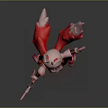 Fox Themed Character With Red Cape Holding Dual Guns And Pink Accents