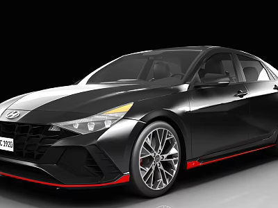 Hyundai Black Sporty Sedan With Red Accents Sleek Body Lines And Alloy Wheels 3d model
