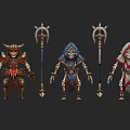 Game Fantasy RPG Characters Warrior Mage Skeleton With Weapons And Equipment