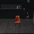 Modern Luxury Orange Leather Dining Chair with Tufted Back and Black Metal Legs